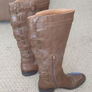 Brown Leather/Vegan Leather Boots